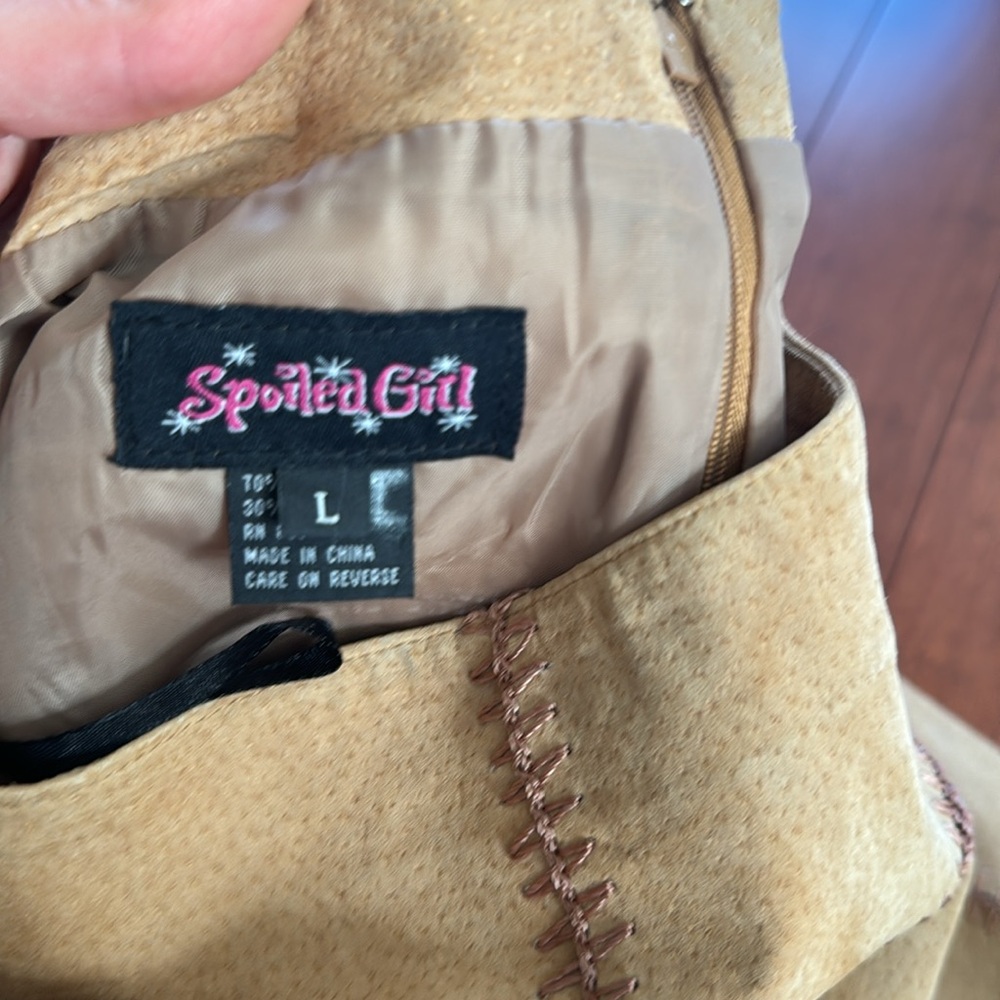 Suede Patchwork Mini Skirt - image 3